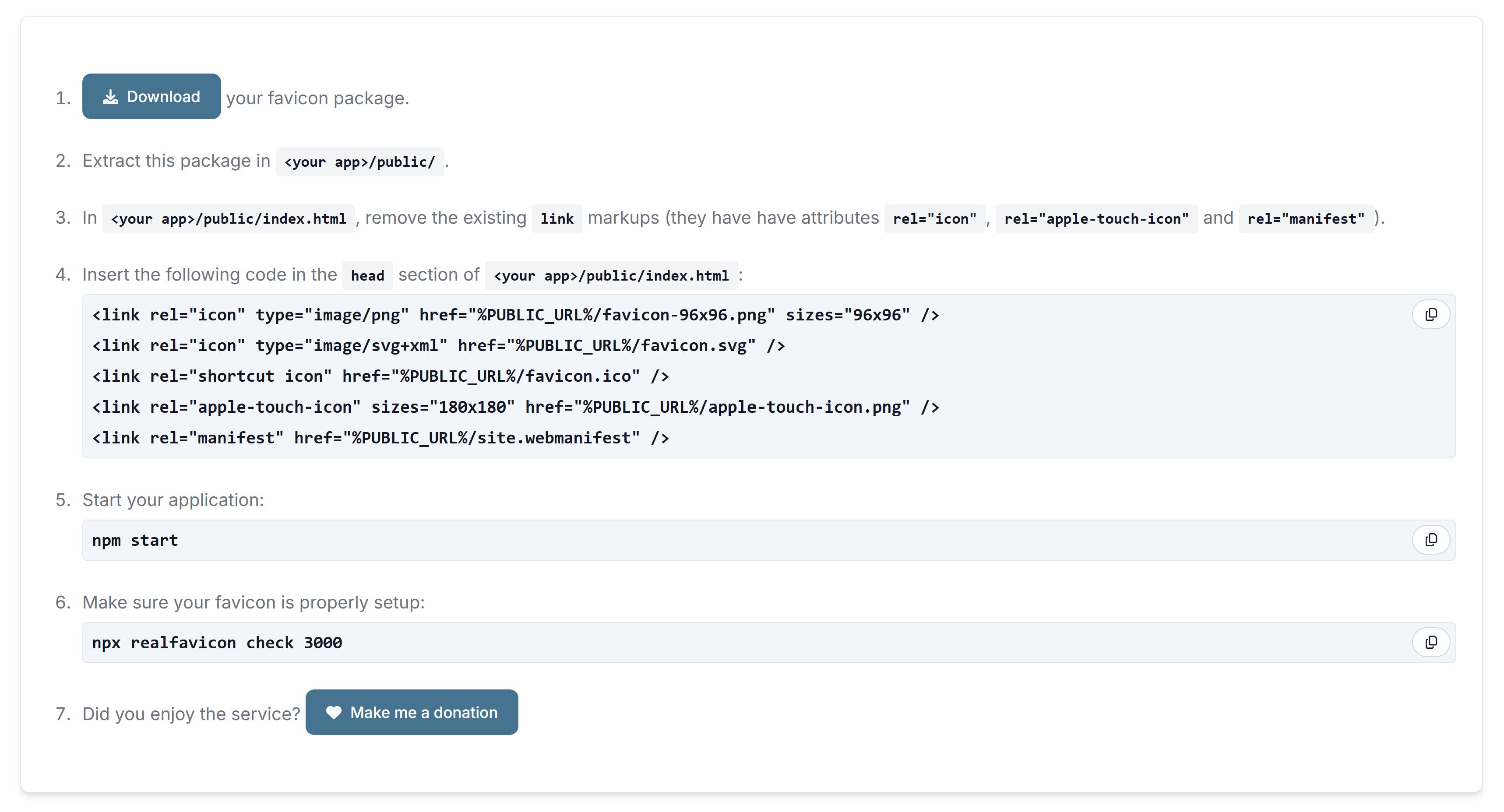 Instructions for React